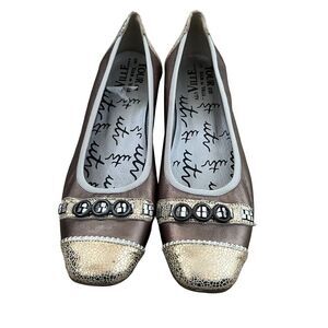 UTV Un Tour En Ville Metallic Bronze Toe Details Leather Ballet Flat Shoes